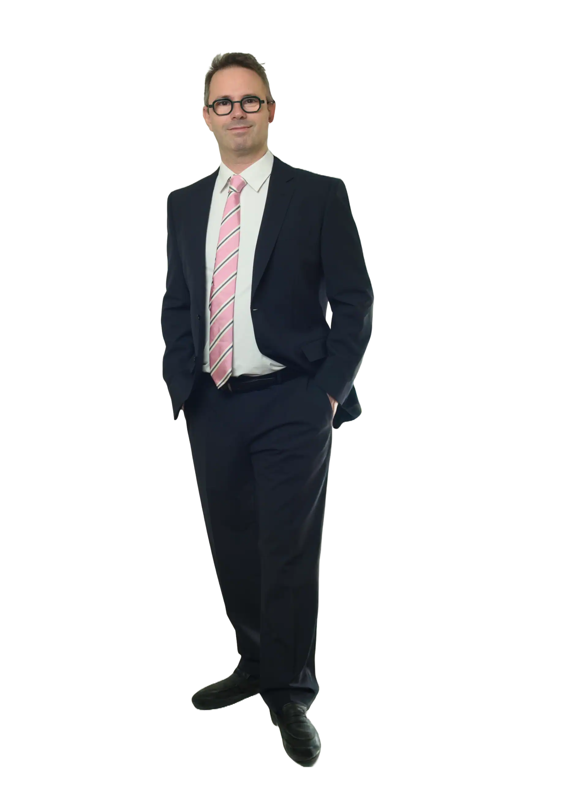 Anastasios Frangos (full body - no background) An image of Anastasios Frangos in a dark suit.